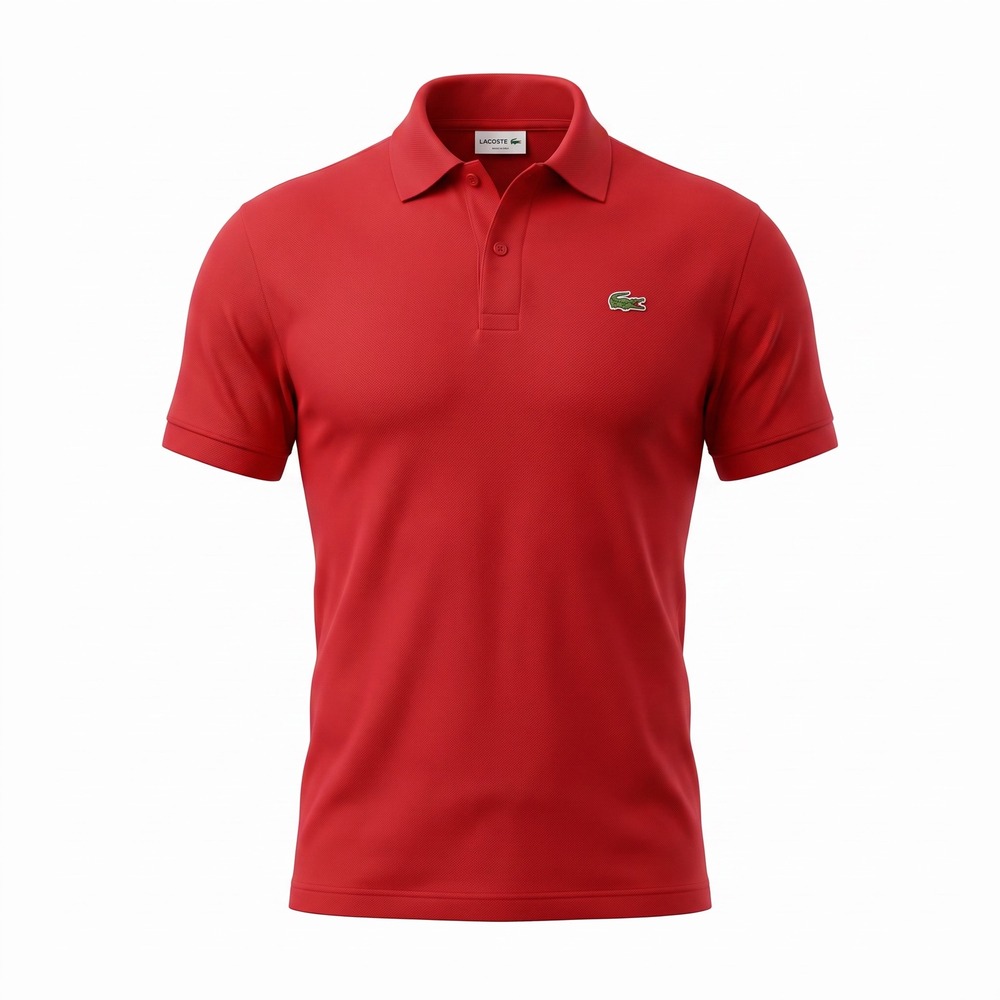 Lacoste Mens Red Cotton Pique Short Sleeve Polo Shirt Made in France Size 7 XL